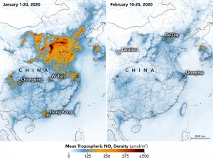 Эпидемия коронавируса привела к улучшению экологии в Китае, заметили спутники NASA